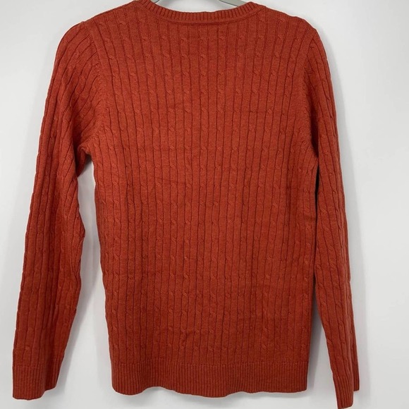 CROFT & BARROW V-NECK RUST SOFT BRAIDED DESIGN SWEATER SMALL - Picture 2 of 3